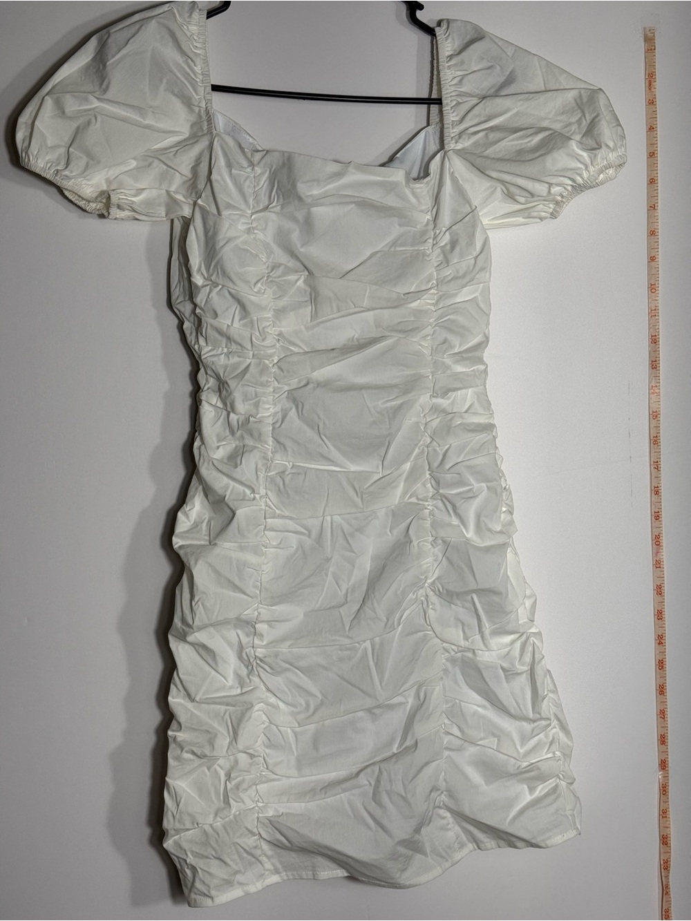 Superdown Revolve White Ruched Puff Sleeve Mini Dress